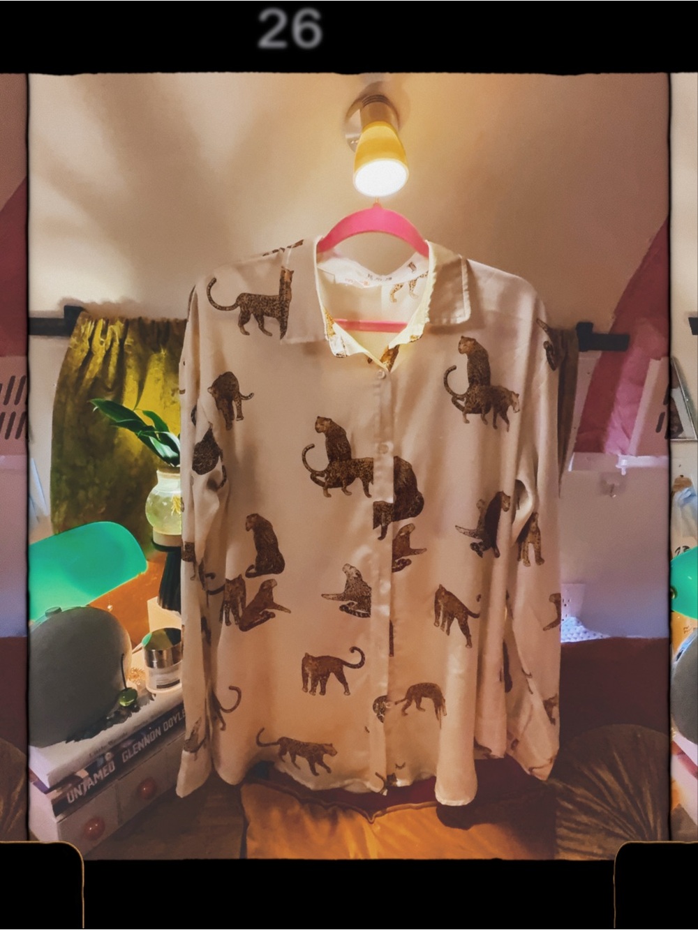 Mazik Cream Blouse with Brown Leopard Motif